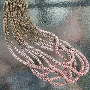 Pink and Gold Cascading Snake Chain Necklace